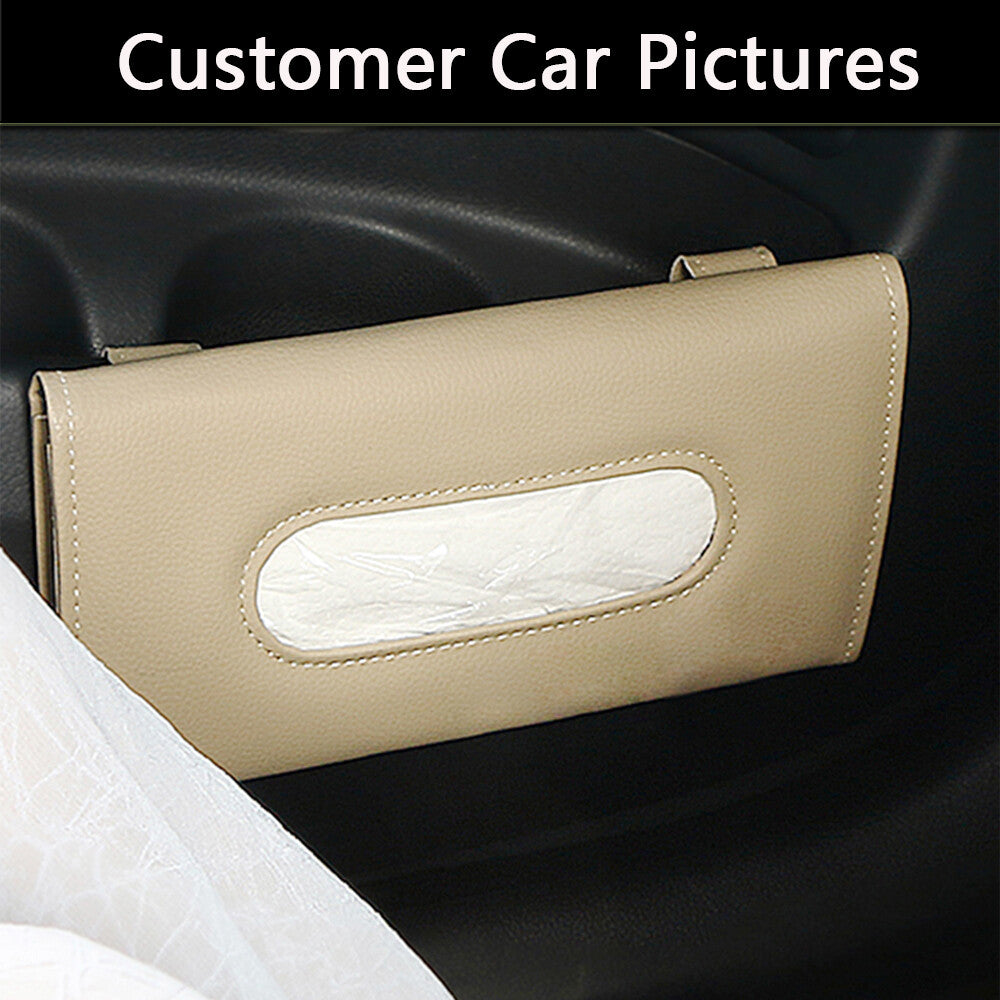 Car Tissue Box Towel Car Sun Visor Tissue Box Holder Auto Interior Storage Beige