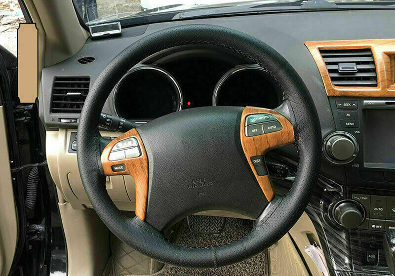 Wood Grain Look Steering Wheel Switch Cover Trim for Toyota Highlander 2008-2013