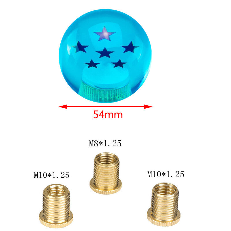 1Pc Blue Dragon Ball Shift Knob W/3 Adapter Universal Manual Transmission 6 Star