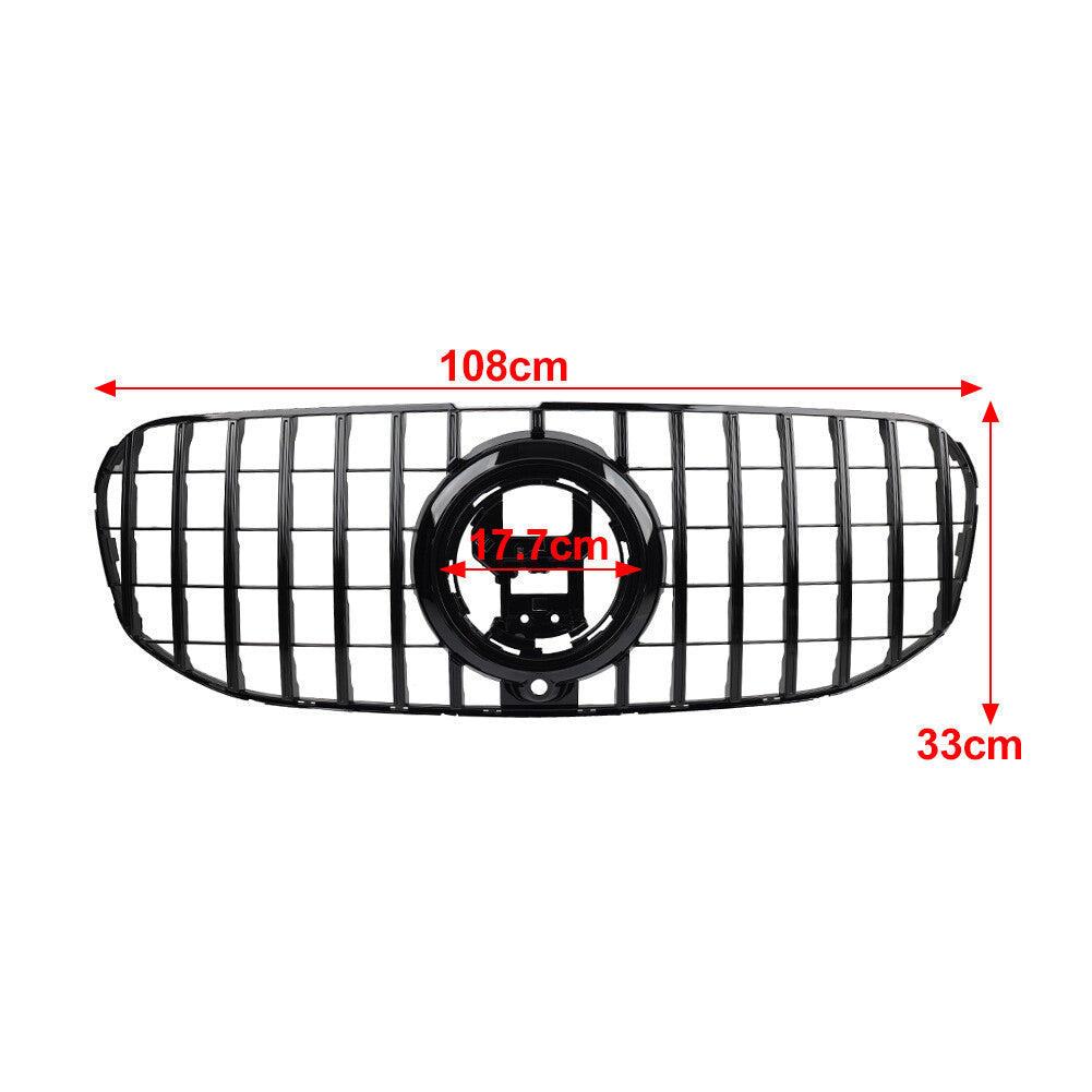Black Front Bumper Radiator Hood Diamond Grille Fit for Benz GLS Class X167 2020-24