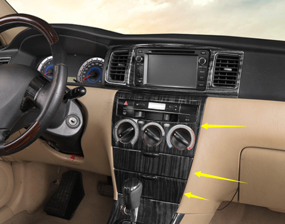 for Toyota for Corolla 2003-2008 Black Wood Center Console AC adjust Panel Cover 3pc