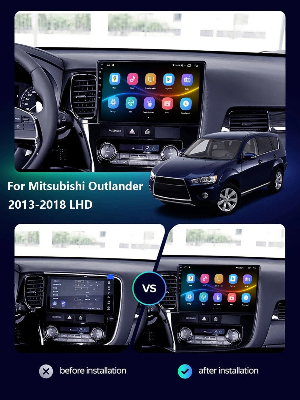 Car Radio Multimedia Player for Mitsubishi for Outlander 3 GF0WGG0W GPS Video Screen