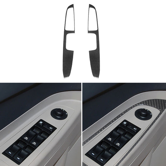 2Pcs Carbon Fiber Front Door Window Lift Panel Cover Trim for Chrysler 300 05-07