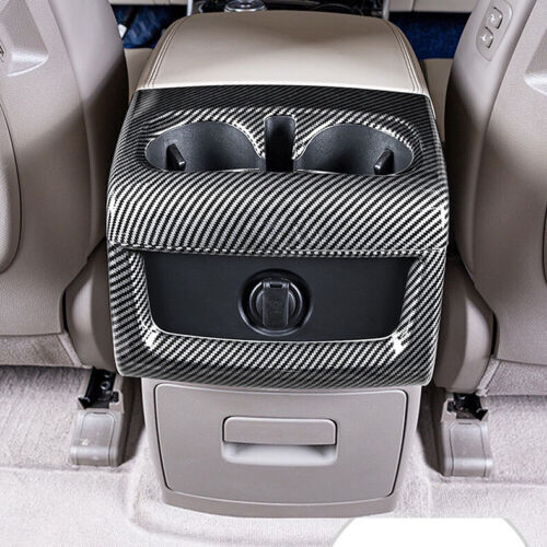 2For for Kia Carnival 2022-2023 Carbon Fiber Rear Water Cup Holder Frame Cover Trim
