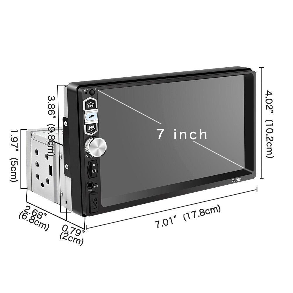 7in Single 1 DIN Car Stereo Touch Screen Radio Bluetooth MP5 Player USB TF AUX