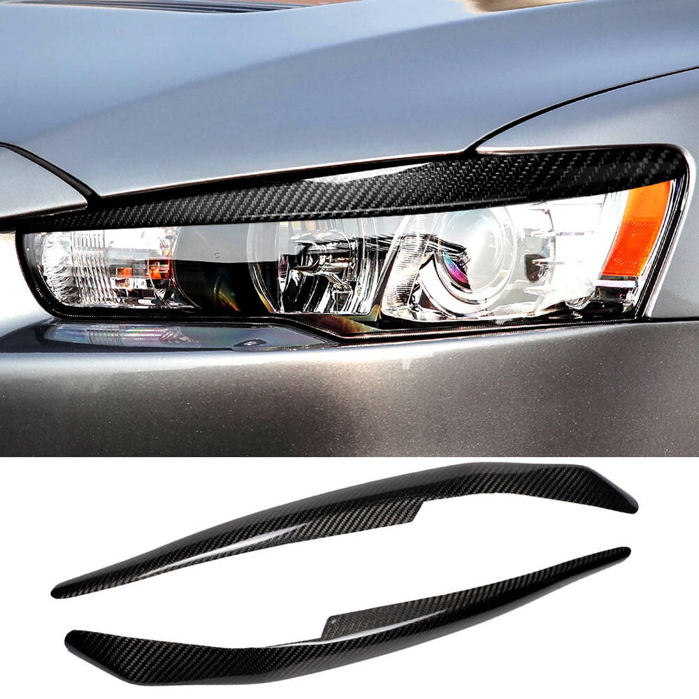Carbon Fiber Headlight Eyelids Eyebrow Cover for Mitsubishi Lancer EVO 2008-2014