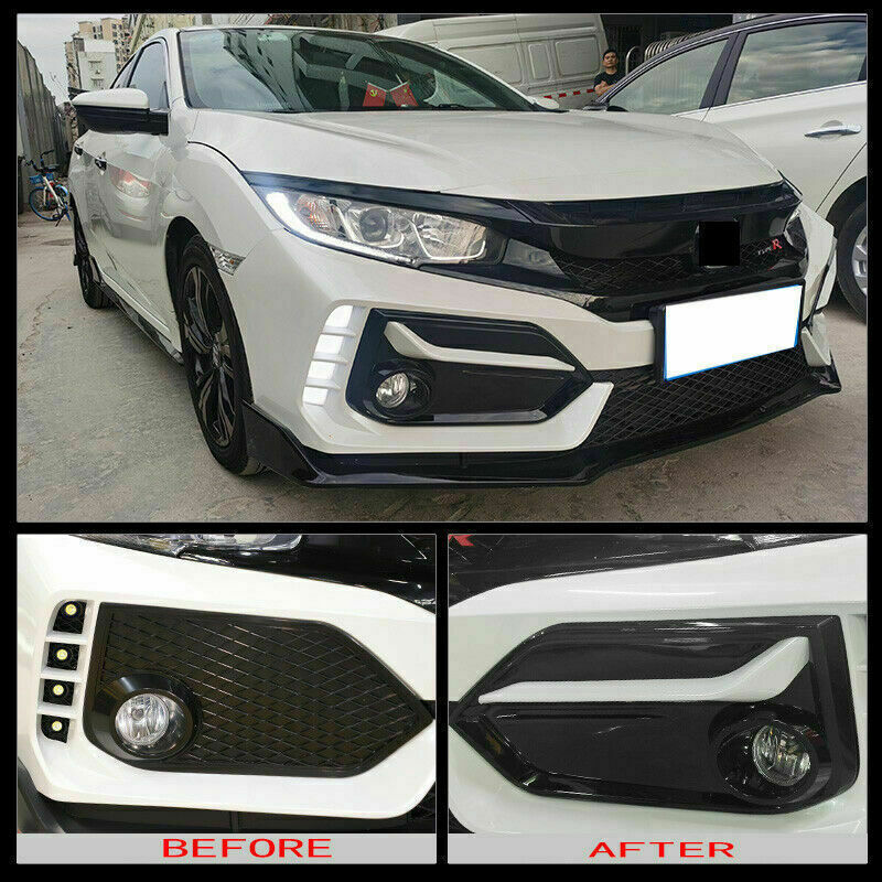 for Honda for Civic Hatchback 2020-21 Matte Black ABS Front Fog Light Cover Trim 2x