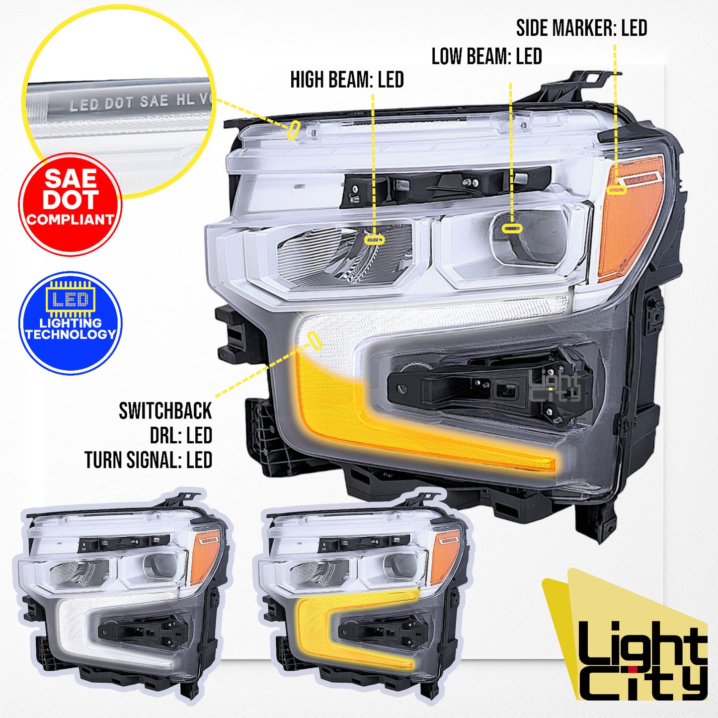 FULL LED Chrome Driver Headlight LH For 2022-2024 for Chevy Silverado 1500 LT RST