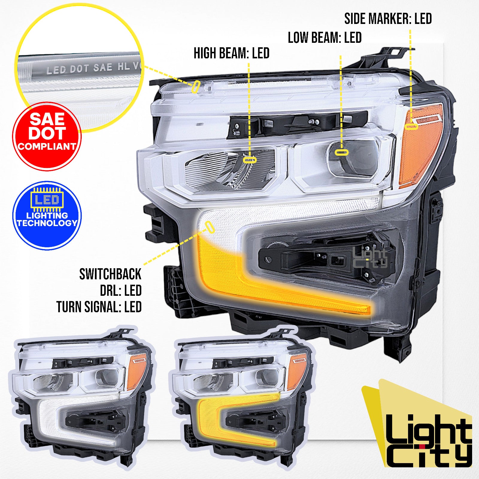 FULL LED Chrome Driver Headlight LH For 2022-2024 for Chevy Silverado 1500 LT RST