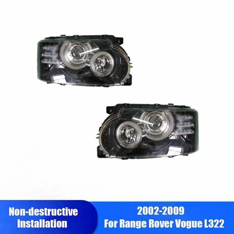 Pair 2010-2012 L322 LED Headlight Assembly Up for Range Rover Vogue 2002-2009