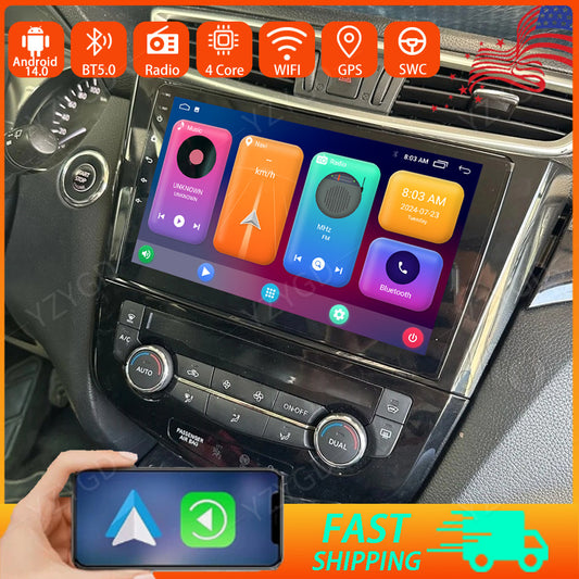 GPS Navi Screen for Nissan Qashqai 2014-2019 Android 14 Carplay Car Stereo Radio