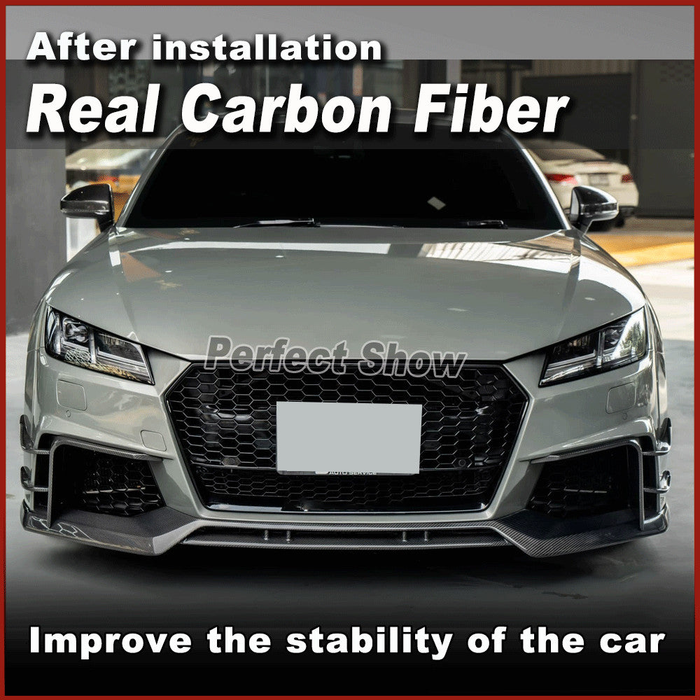 Fit for Audi TT TTRS 2016-18 REAL Carbon Front Bumper Chin Lip Spoiler Splitter