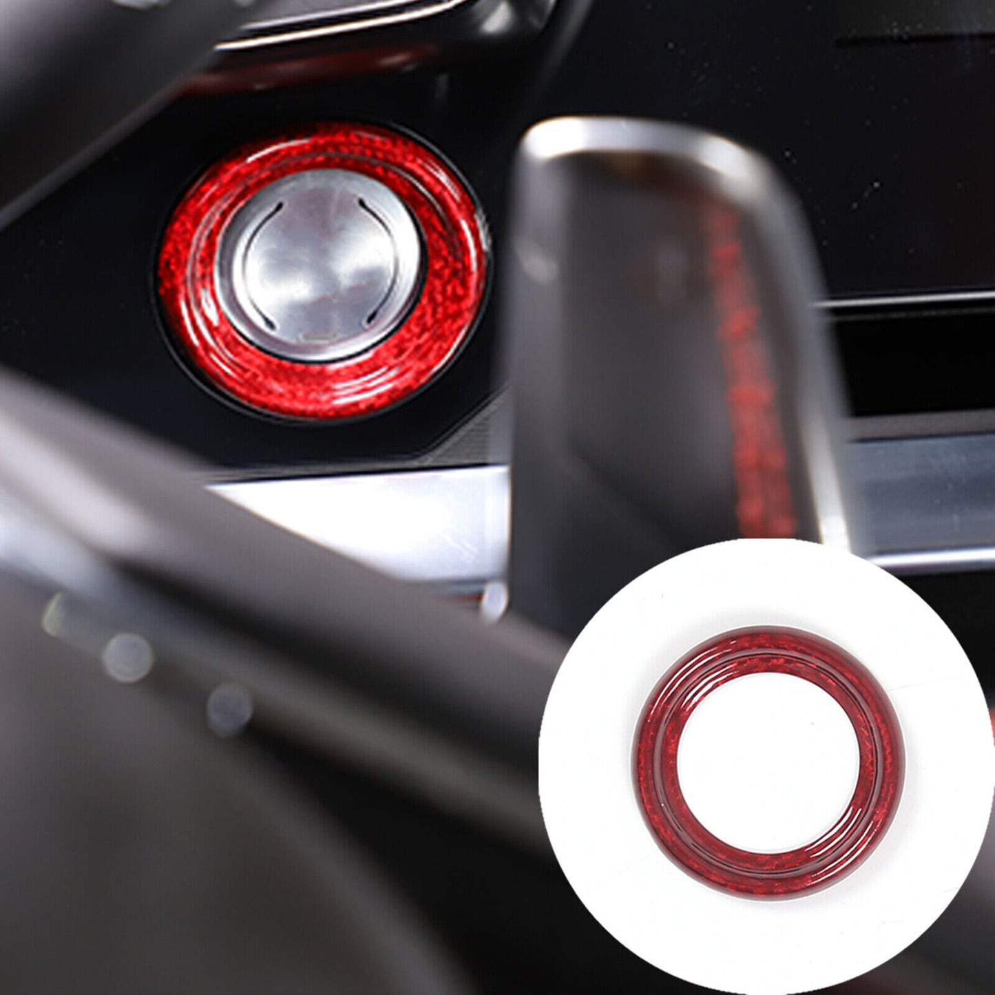 Red Carbon Fiber Push To Start Button Cover Trim for Corvette C8 (Outer Ring)