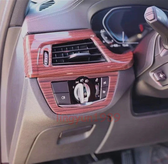 For 2018-23 for BMW 5 Series G30 Peach Wood Grain Headlight Switch Button Cover Trim