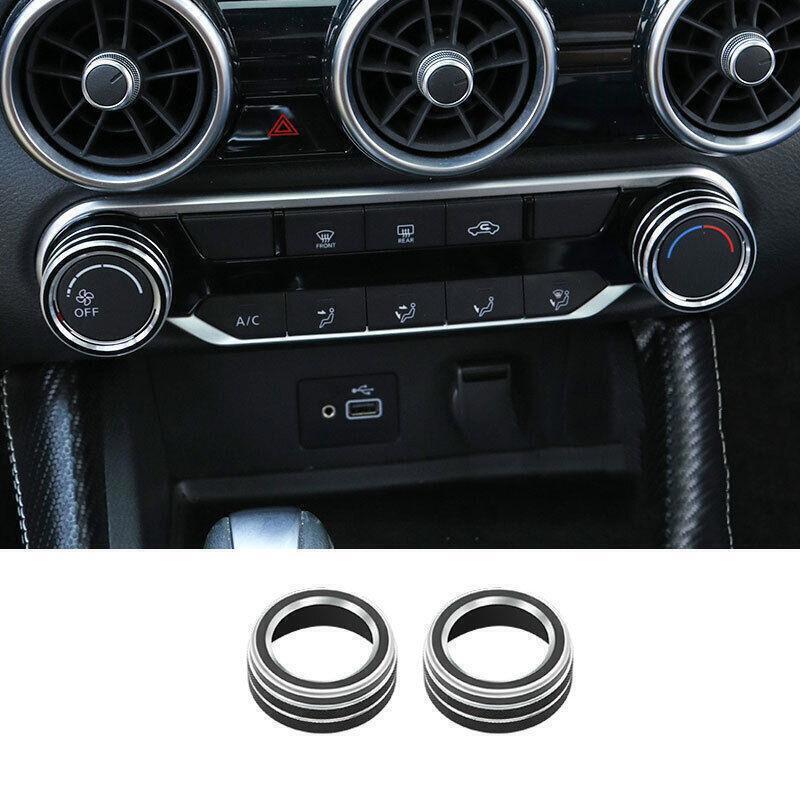 for Nissan Sentra 2020-2023 Aluminum Black Central Console AC Knob Cover Trim 2X