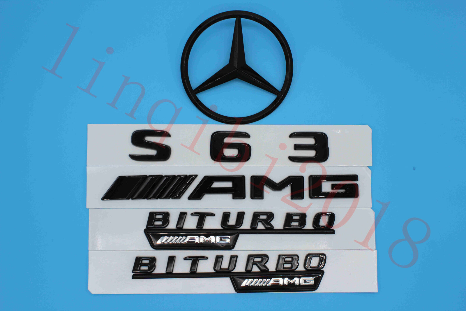 Gloss Black S63 Trunk Logo Sticker Decal Emblem Badge Package for W221 S300 S400