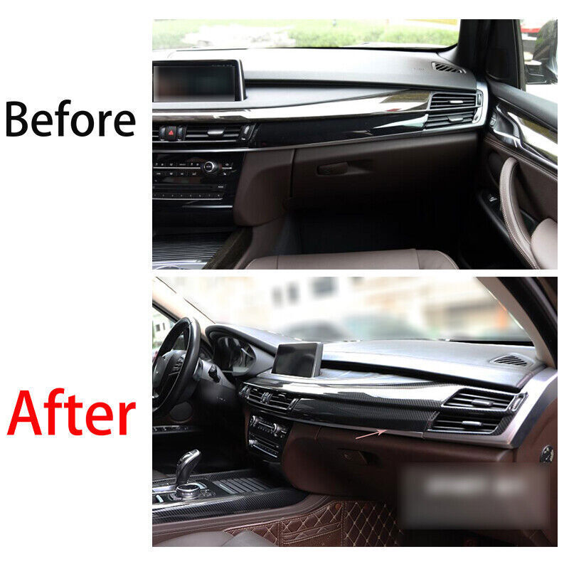 for BMW X5 F15 2014-18 ABS Carbon Fiber Central Console Instrument Strip Trim 2P