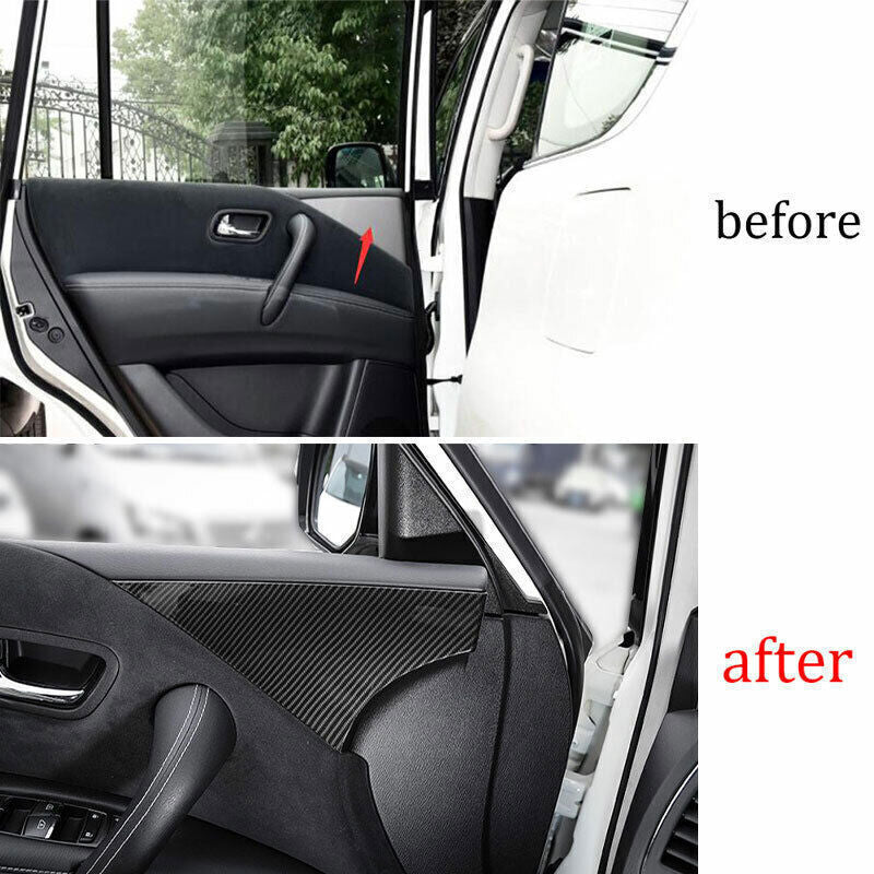 Inner Door Panel Cover Trim 4 Fit for Nissan Armada Y62 2017-2020 Carbon Fiber
