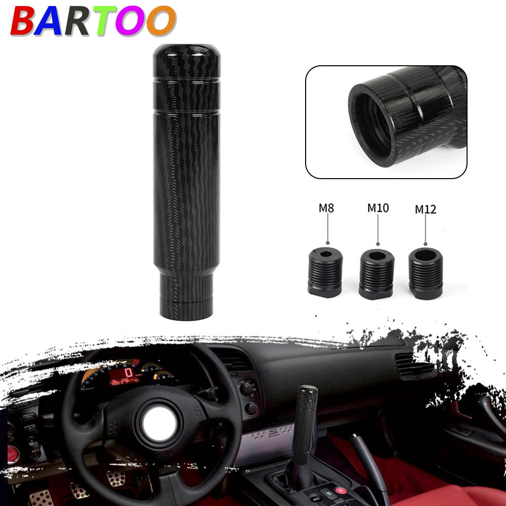 Black Carbon Fiber Universal Aluminum Manual Car Gear Shift Knob Shifter Lever
