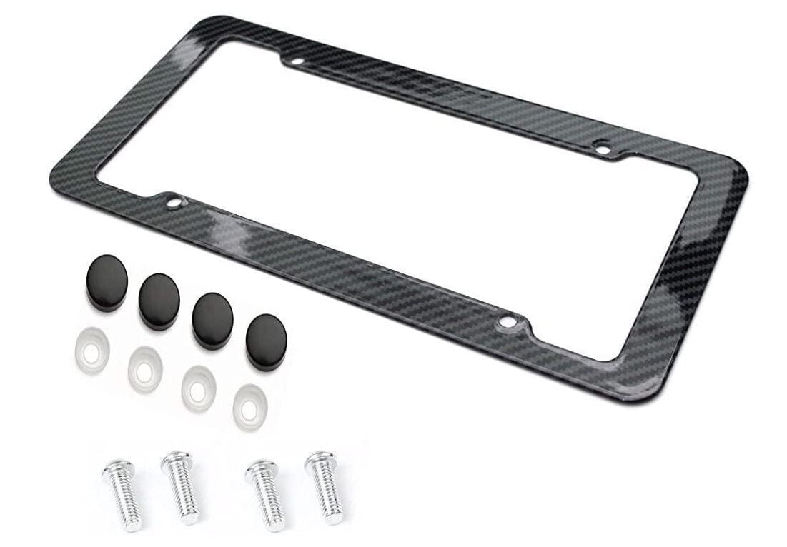 1 piece of black carbon car license plate frame cover cap for Kia for Lexus