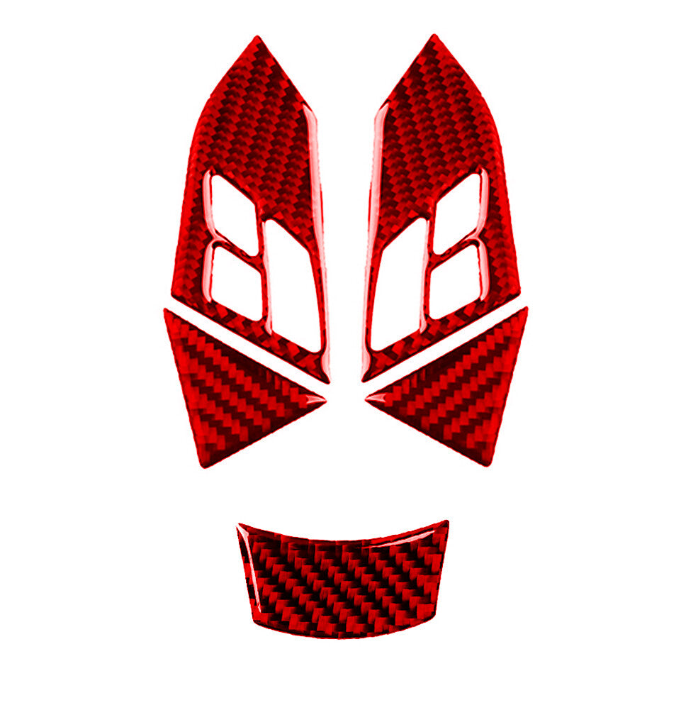 5Pcs Red Carbon Fiber Steering Wheel Button Cover Trim for BMW 5Series E60 05-11