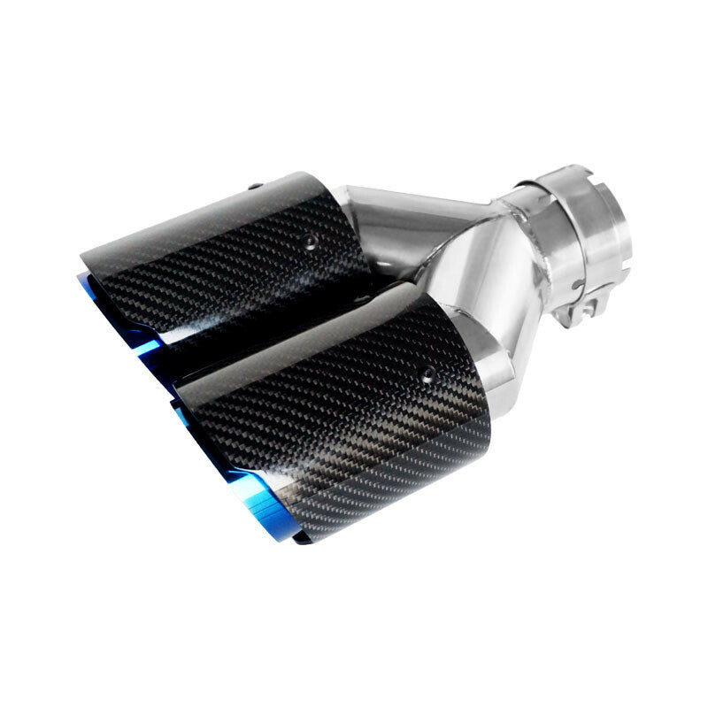 Car Left Carbon Fiber Y-shaped Dual Outlet Exhaust Pipe Muffler Tip Tail Throat