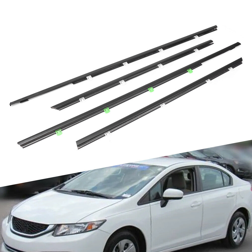 4pcs Weather strip Window Moulding Trim Seal Belt Fit for Honda for Civic 2012-2015 Auto
