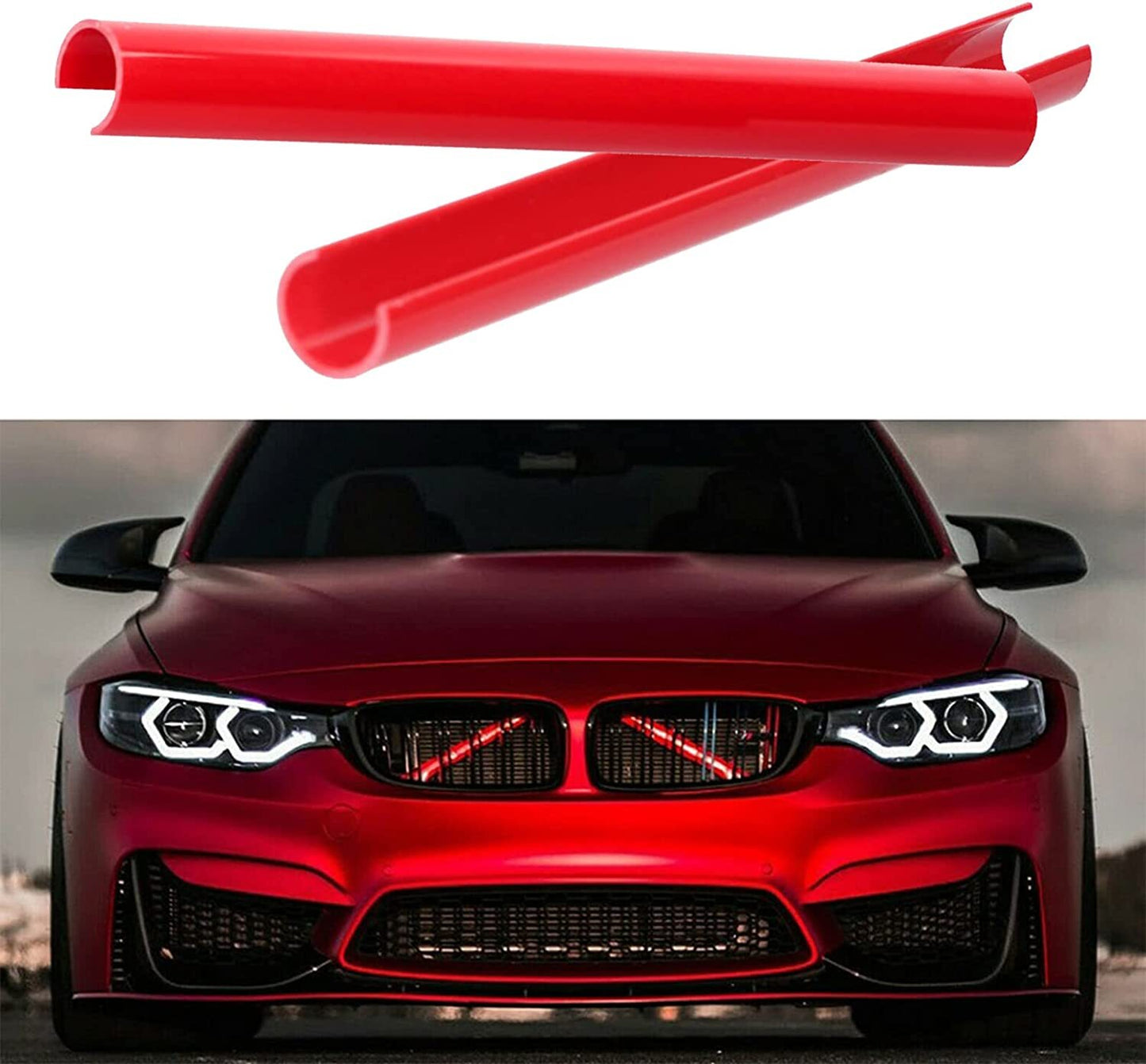 2 for 2020-2023 for BMW 3 Series G20 G28 Red Front V Brace Grill Trim Strips Cover