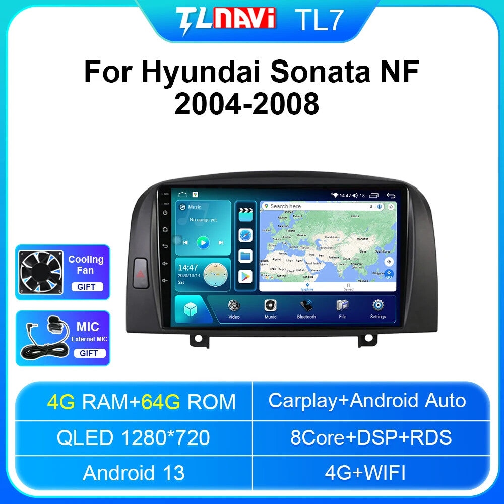 for Hyundai Sonata NF 2004-2008 Car Radio CarPlay GPS Stereo Video Player Screen