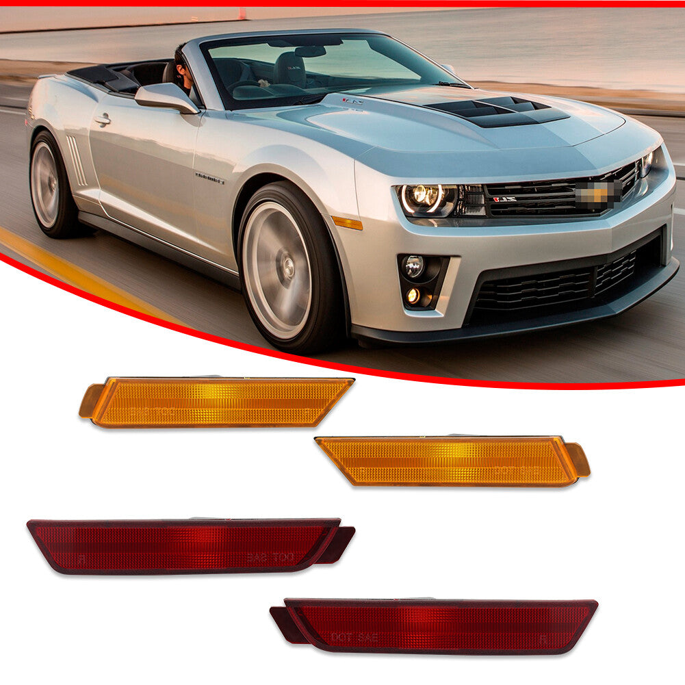 Suitable for 10-15 for Chevrolet Camaro front and rear bumper side marker light reflectors in amber red.