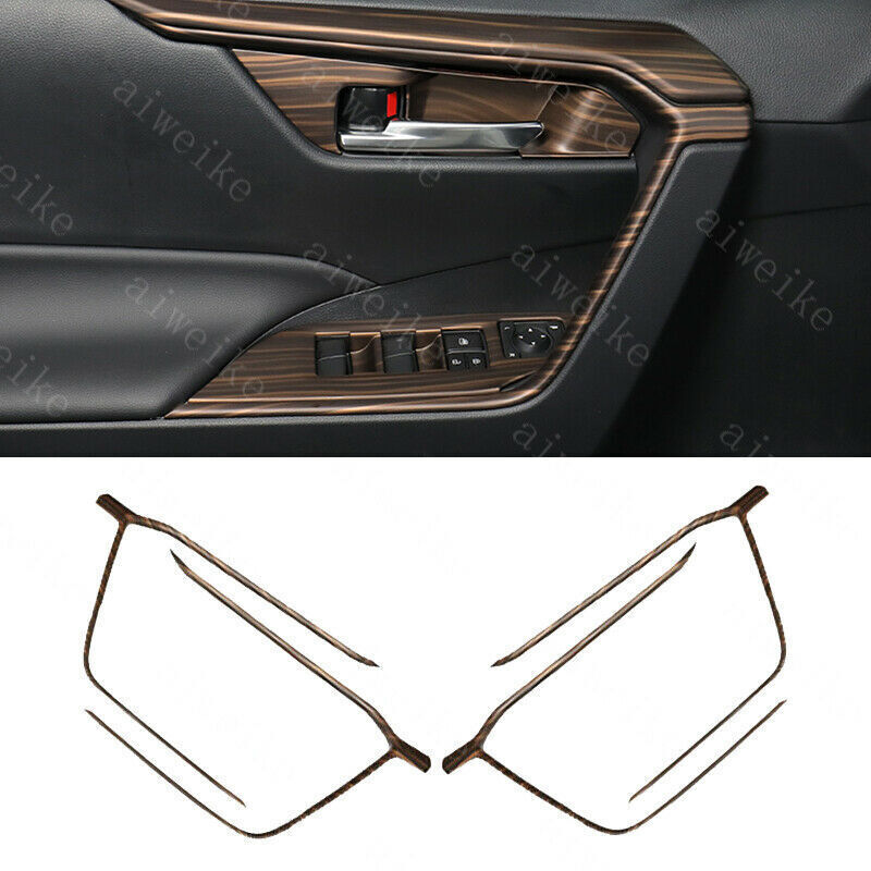 Peach Wood Grain Inner Door Armrest Stripe Cover Trim for Toyota RAV4 2019-2024