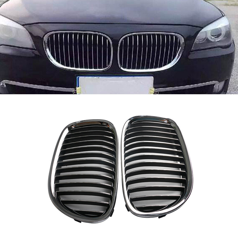 2Pcs Chrome Front Kidney Grill For 2009 - 2015 for BMW 7 Series 740i 750Li 760Li