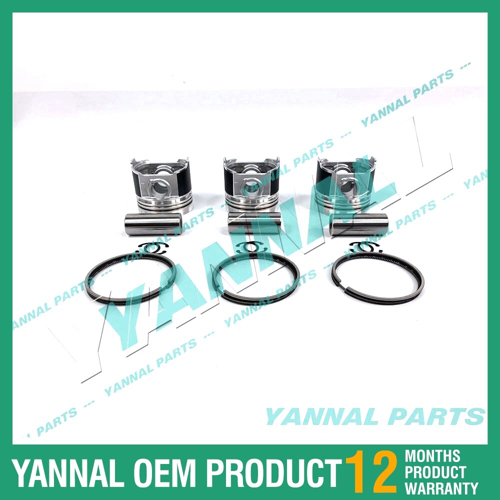 3-piece piston with piston rings + 0.5 mm for Mitsubishi K3M engine (extra-large size)