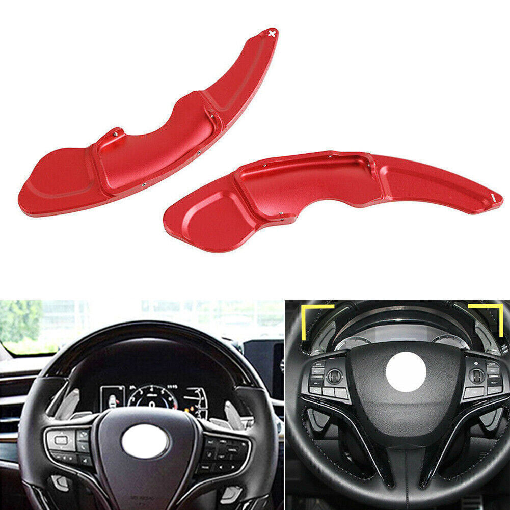 2X Car Steering Wheel Shift Paddle Shifter Extension Trim for Lexus RC NX IS Red