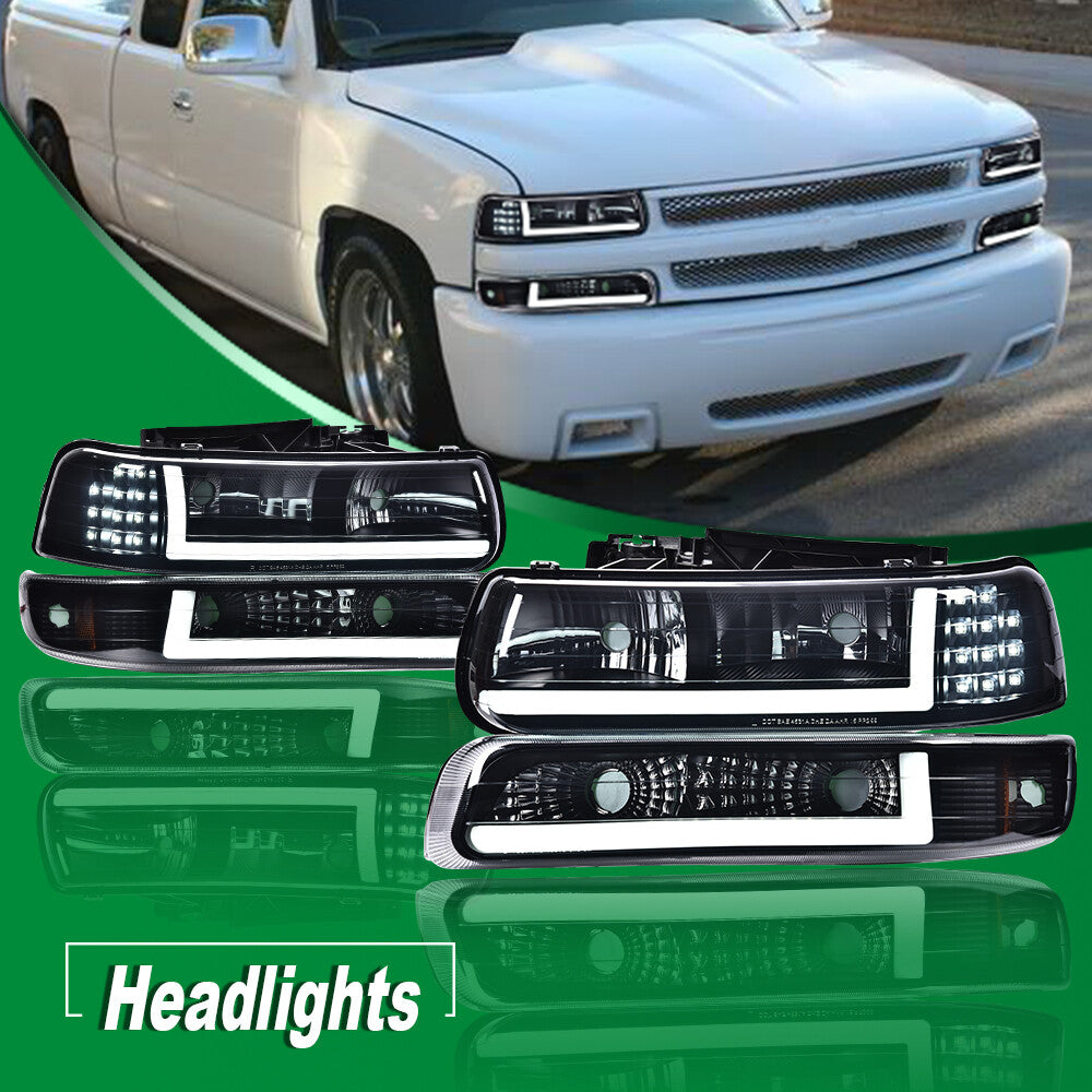 LED DRL strip headlights and bumper lights are suitable for the 99-02 for Chevrolet Silverado and 00-06 Tahoe.