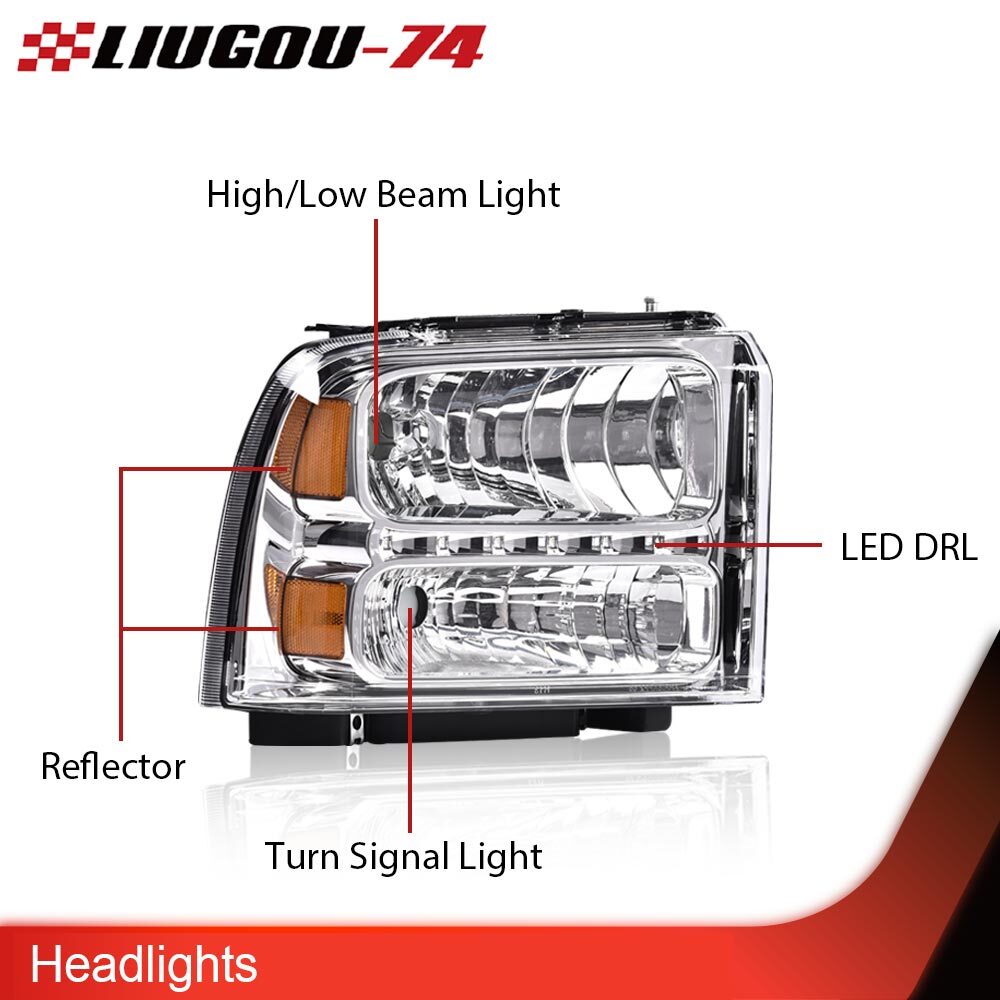 Suitable for 2005-2007 F250 F350 F450 Super Duty LED DRL transparent lens front light