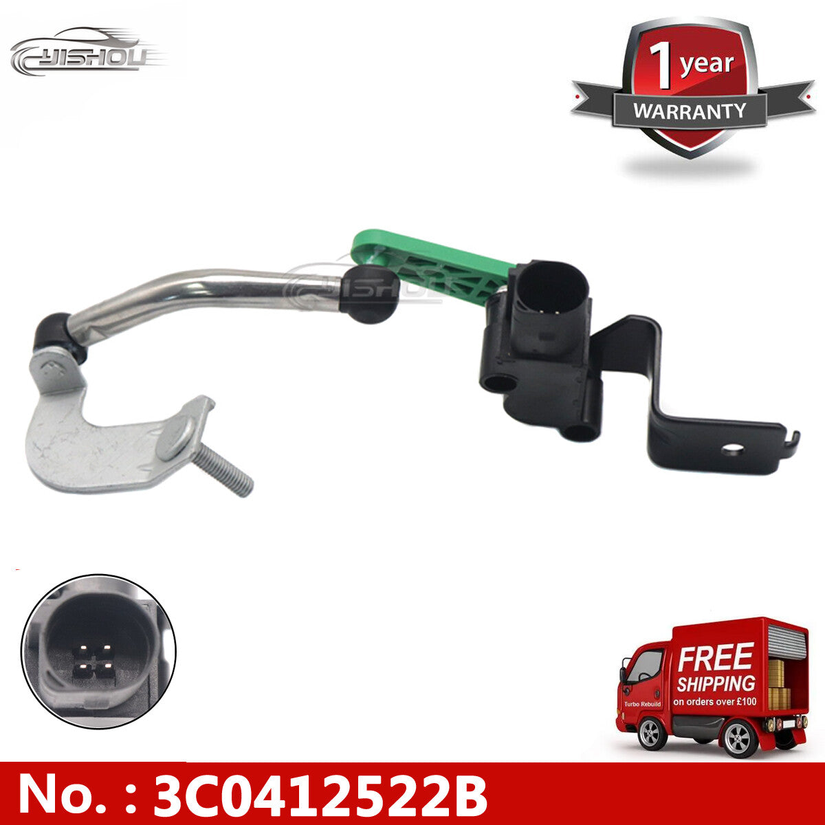 The front right headlight level sensor is applicable to for Volkswagen for Golf 2010-2013, for Tiguan 12-18 CC, and for Audi Q3.