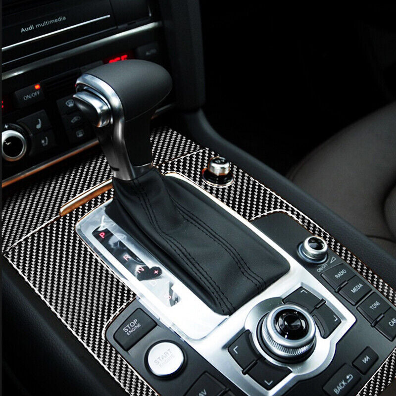 Genuine carbon fiber car gear shift cover trim suitable for Audi Q7 2008 - 2015 2 pieces