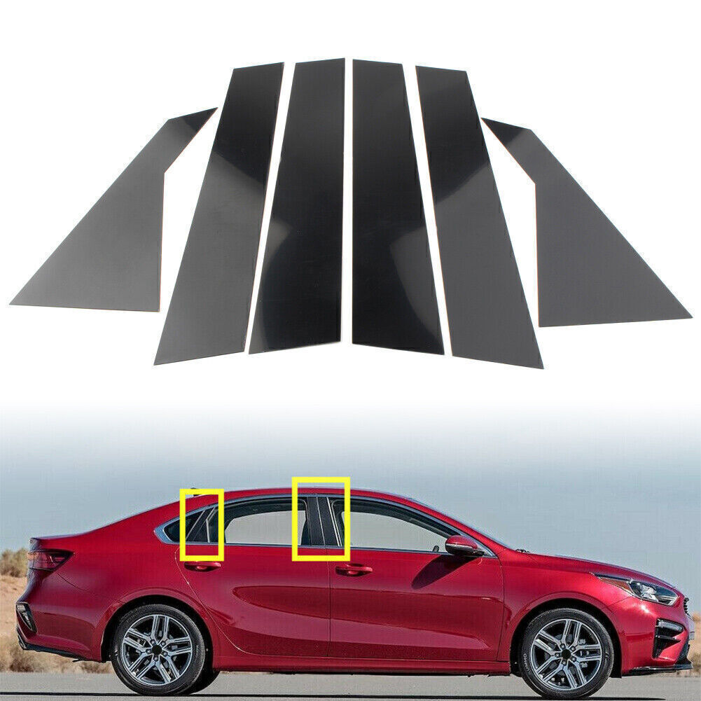 6pcs Pillar Posts Door Window Trim Cover Set Black for Kia Forte 2019-2024 Sedan