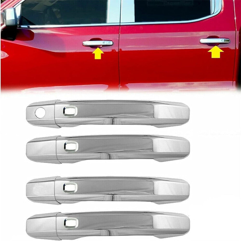 4 Sets Chrome Door Handle Cover w/ for Smart for GMC for Sierra 1500 2500/3500HD 2020-21