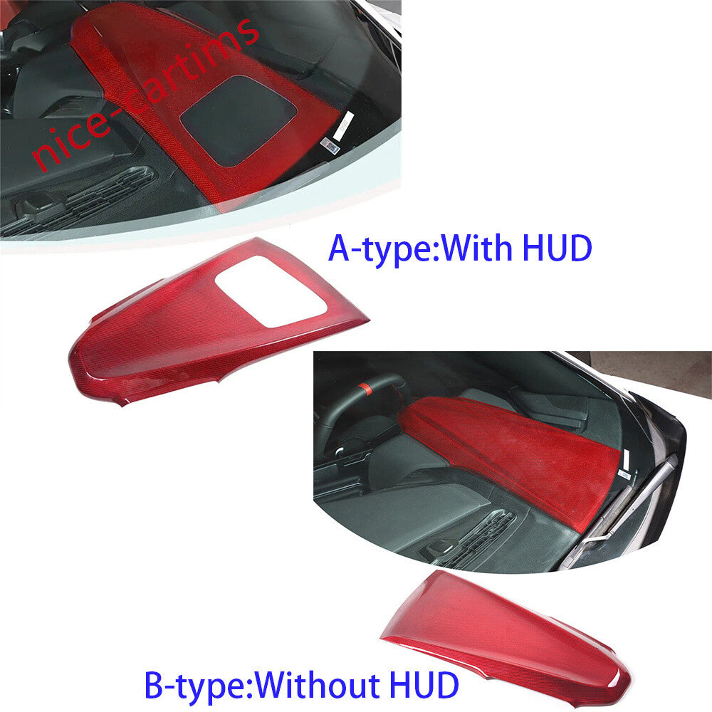 Blue Carbon Fiber W/ HUD Dashboard Upper Panel Cover Fit for Corvette C8 2020-24