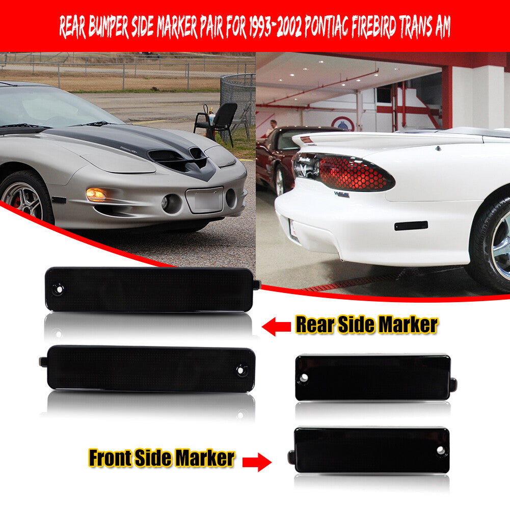 Suitable for 1998-2002 for Pontiac Firebird Smoked Front and Rear Bumper Side Marker Light Kit