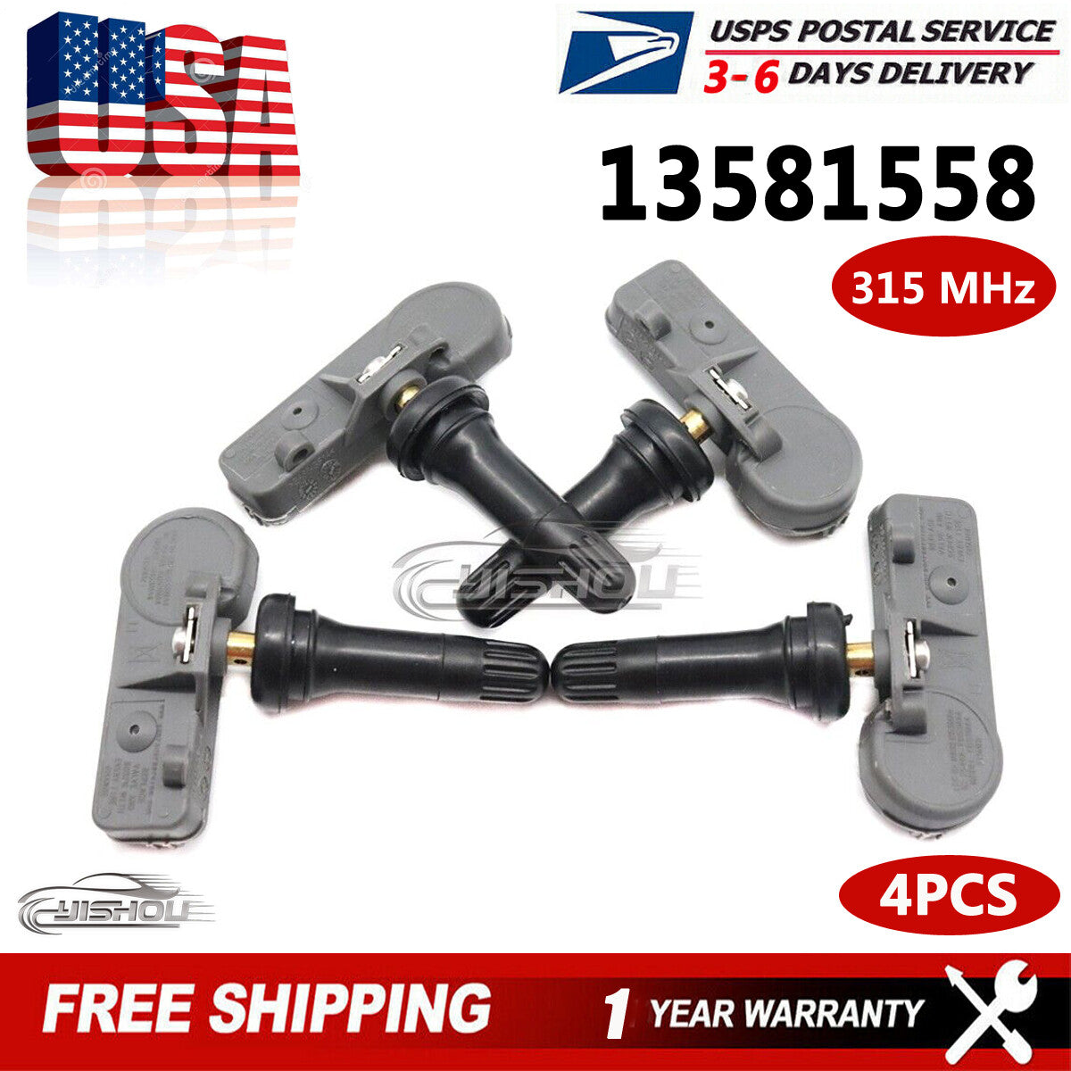 4pcs 13581558 TPMS Tire Pressure Monitoring Sensors for Chevy for GMC GM 13586335 US