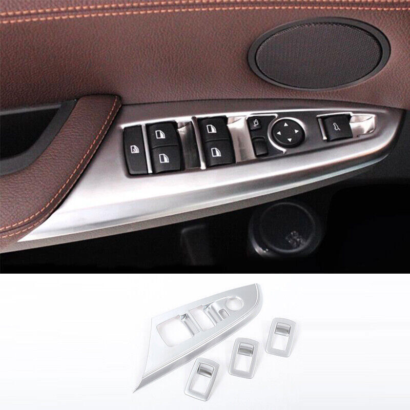 for BMW X3 F25 2011-2017 ABS Silver Window Lock Lift Switch Panel Frame Trim 4P