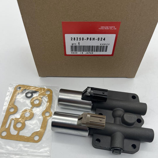 Dual linear shift solenoid valve 28250-P6H-024 99820 with gasket for Honda transmissions.