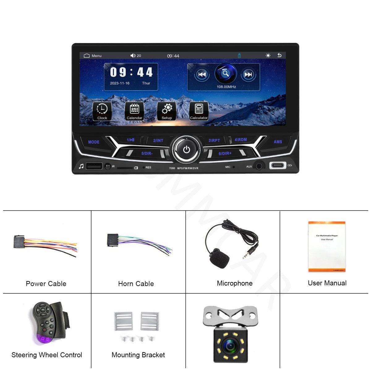 6.86 Double 2 DIN Touch Screen Stereo Radio Car For Apple Carplay Bluetooth AUX