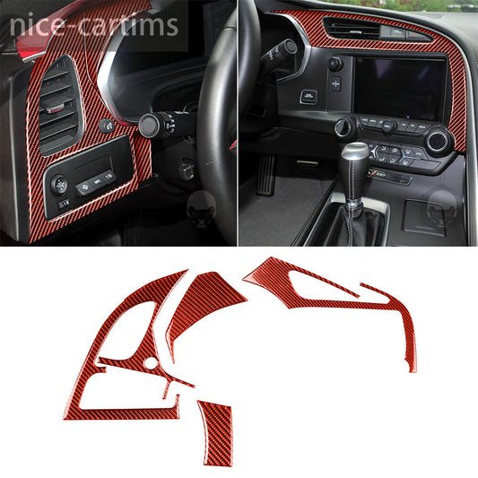 4¡ÁRed Carbon Fiber Dashboard Air Vent Outlet Panel Cover for Corvette C7 2014-19