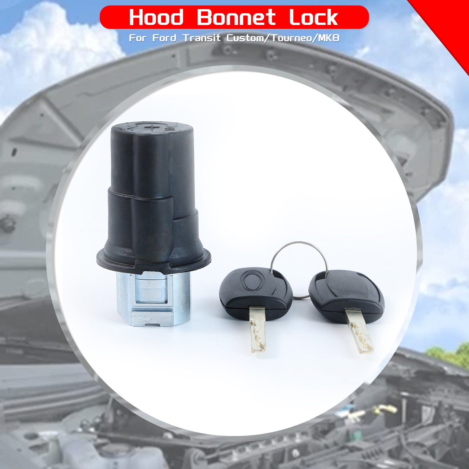 Engine Hood Lock 1926225 for Ford MK8 14 ? 23 Transit Tourneo Custom With 2 Keys