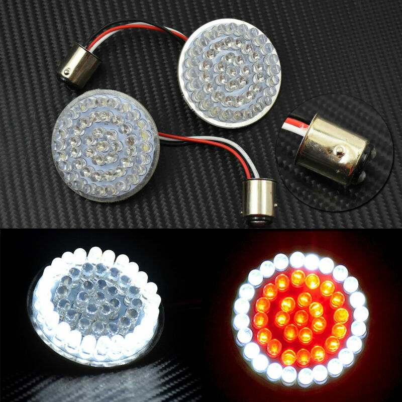 2 Bullet Turn Signal White/Red LED Light w/ Somke Lens Cover Fit for Harley