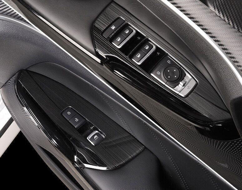 Car Glass Window Lifting Lock Panel Trim 4 for Kia K5 2021-2022 Black Titanium